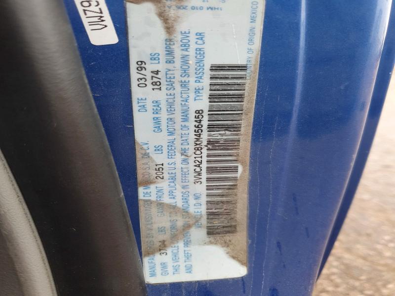 51871056 :رقم المزاد ، 3VWCA21C8XM456458 vin ، 1999 Volkswagen New Beetle مزاد بيع