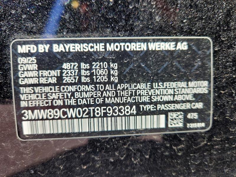 48352466 :رقم المزاد ، 3MW89CW02T8F93384 vin ، 2026 Bmw 330xi مزاد بيع