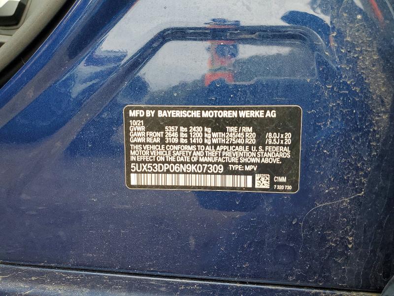 Продаж на аукціоні авто 2022 Bmw X3, vin: 5UX53DP06N9K07309, номер лоту: 51084026