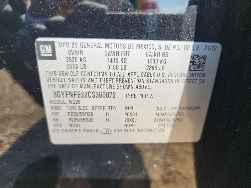 2012 Cadillac Srx მანქანა იყიდება აუქციონზე, vin: 3GYFNFE32CS566072, აუქციონის ნომერი: 50974476