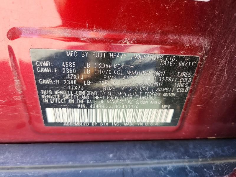 Aukcja sprzedaży 2011 Subaru Outback, vin: 4S4BRCCC2B3433970, numer aukcji: 50246976