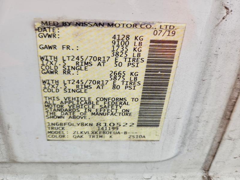 Продажа на аукционе авто 2019 Nissan Nv, vin: 1N6BF0LY8KN810522, номер лота: 49953316