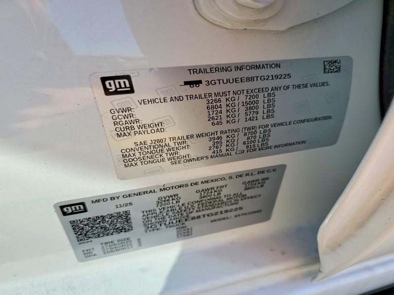 Продаж на аукціоні авто 2026 Gmc Sierra, vin: 3GTUUEE88TG219225, номер лоту: 50441526