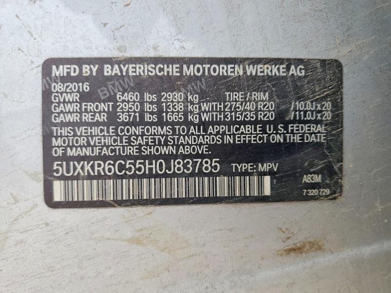 Продаж на аукціоні авто 2017 Bmw X5, vin: 5UXKR6C55H0J83785, номер лоту: 51603586