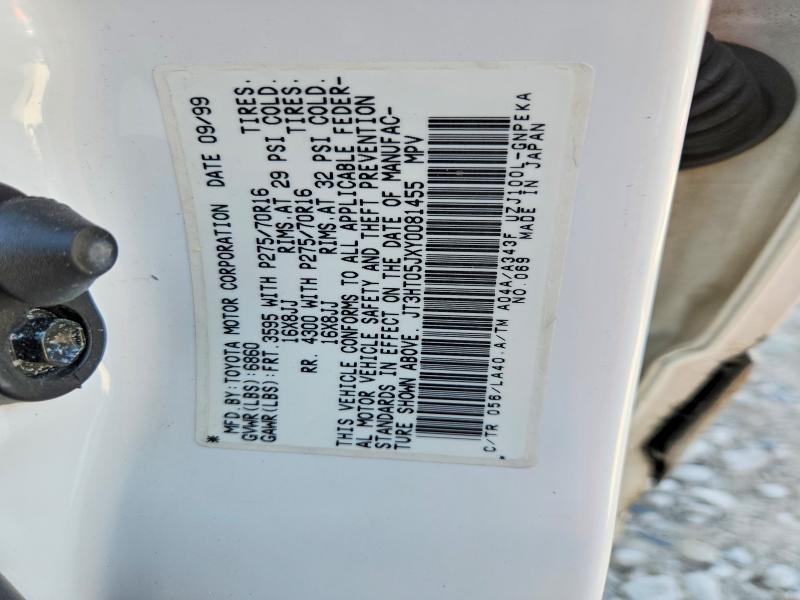 Продаж на аукціоні авто 2000 Toyota Land Cruiser, vin: JT3HT05JXY0081455, номер лоту: 50773576