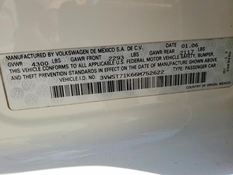 Aukcja sprzedaży 2006 Volkswagen Jetta, vin: 3VWST71K66M752622, numer aukcji: 50731876