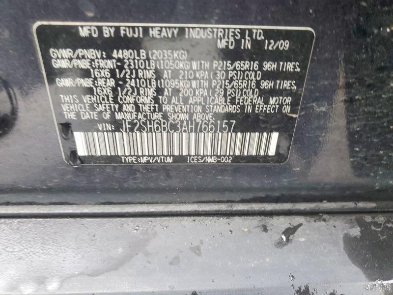 48880786 :رقم المزاد ، JF2SH6BC3AH766157 vin ، 2010 Subaru Forester مزاد بيع