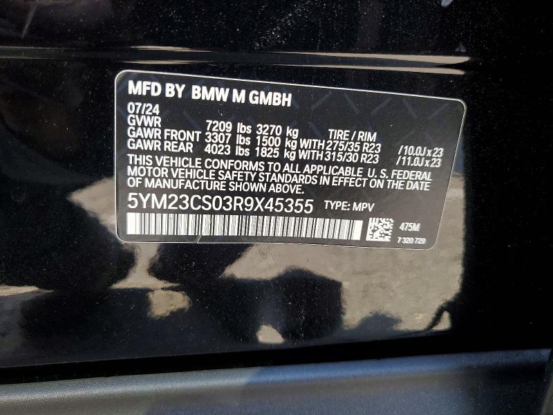 49339826 :رقم المزاد ، 5YM23CS03R9X45355 vin ، 2024 Bmw Xm مزاد بيع