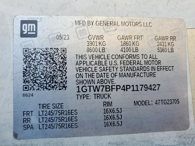 Auction sale of the 2023 Gmc Savana, vin: 1GTW7BFP4P1179427, lot number: 52275676