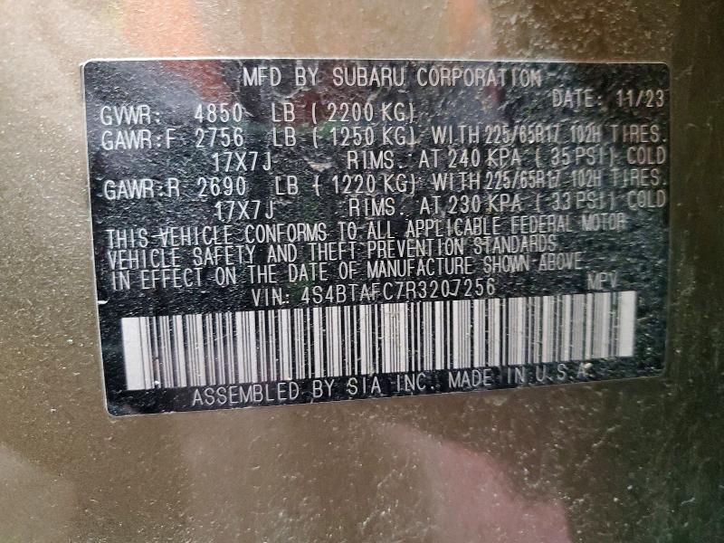 Продажа на аукционе авто 2024 Subaru Outback, vin: 4S4BTAFC7R3207256, номер лота: 51473996