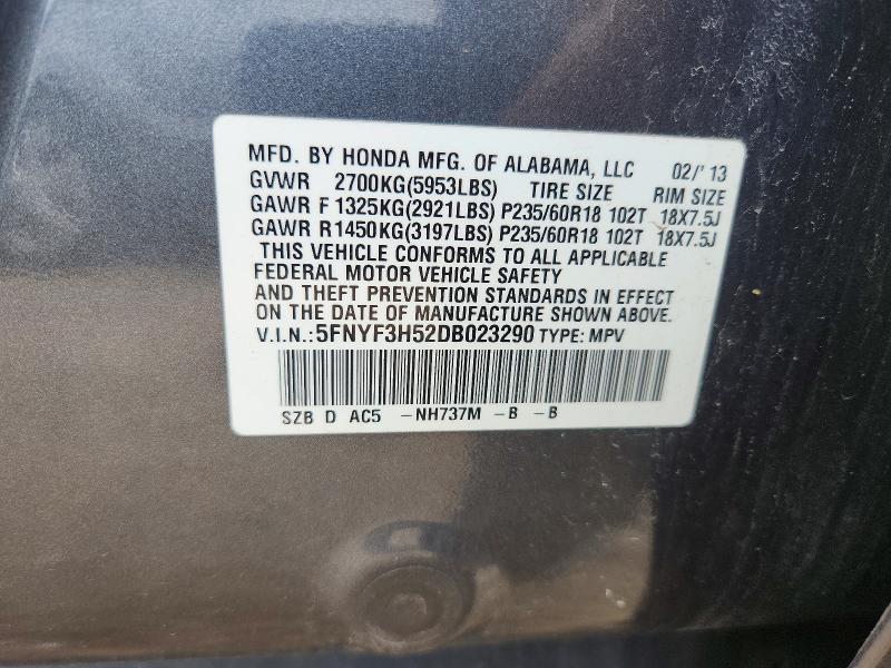 Aukcja sprzedaży 2013 Honda Pilot, vin: 5FNYF3H52DB023290, numer aukcji: 50182436