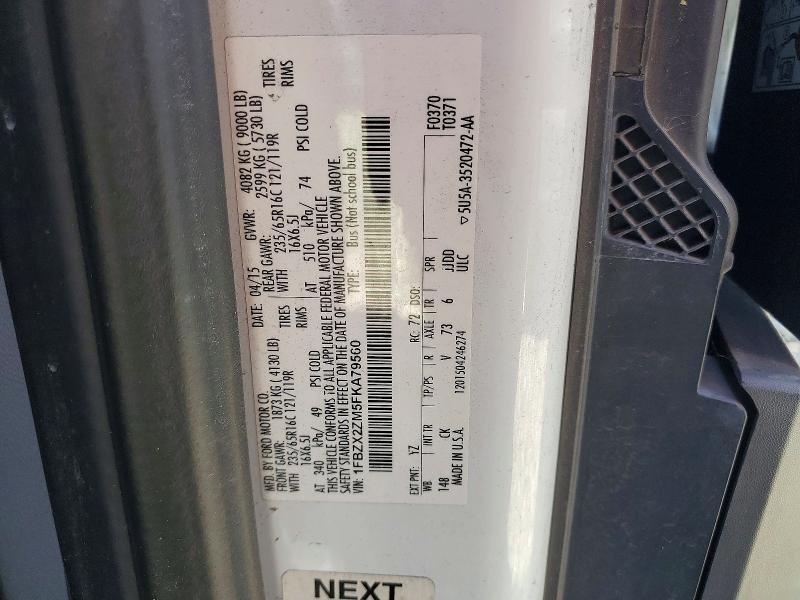 Aukcja sprzedaży 2015 Ford Transit, vin: 1FBZX2ZM5FKA79560, numer aukcji: 51252986