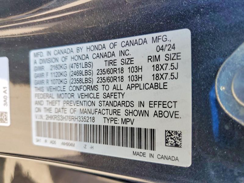 Aukcja sprzedaży 2024 Honda Cr-v, vin: 2HKRS3H76RH335218, numer aukcji: 51358506