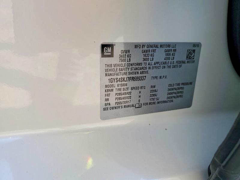 50169616 :رقم المزاد ، 1GYS4SKJ7FR689337 vin ، 2015 Cadillac Escalade مزاد بيع