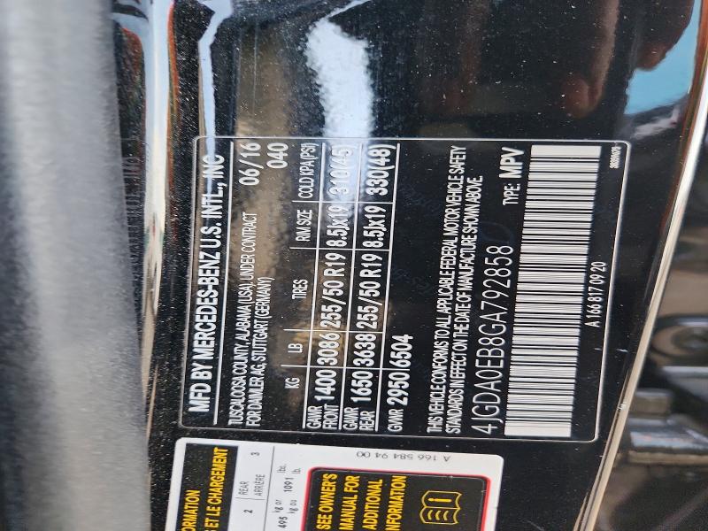Aukcja sprzedaży 2016 Mercedes-benz Gle, vin: 4JGDA0EB8GA792858, numer aukcji: 46245706
