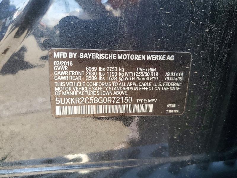 Aukcja sprzedaży 2016 Bmw X5, vin: 5UXKR2C58G0R72150, numer aukcji: 50149656