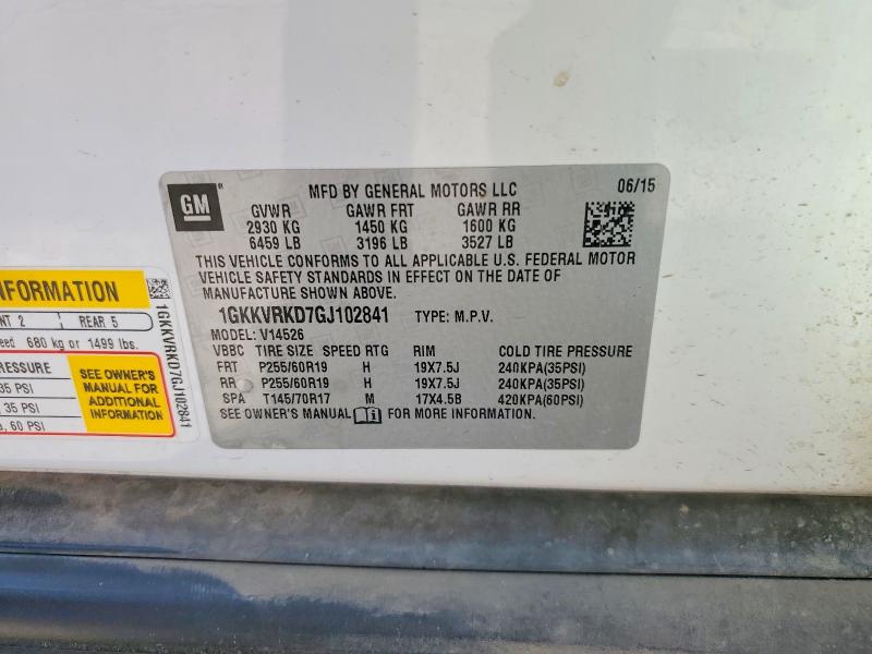 Aukcja sprzedaży 2016 Gmc Acadia, vin: 1GKKVRKD7GJ102841, numer aukcji: 50219626