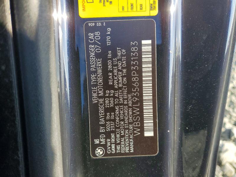 Продаж на аукціоні авто 2008 Bmw M3, vin: WBSWL93568P331383, номер лоту: 49174656