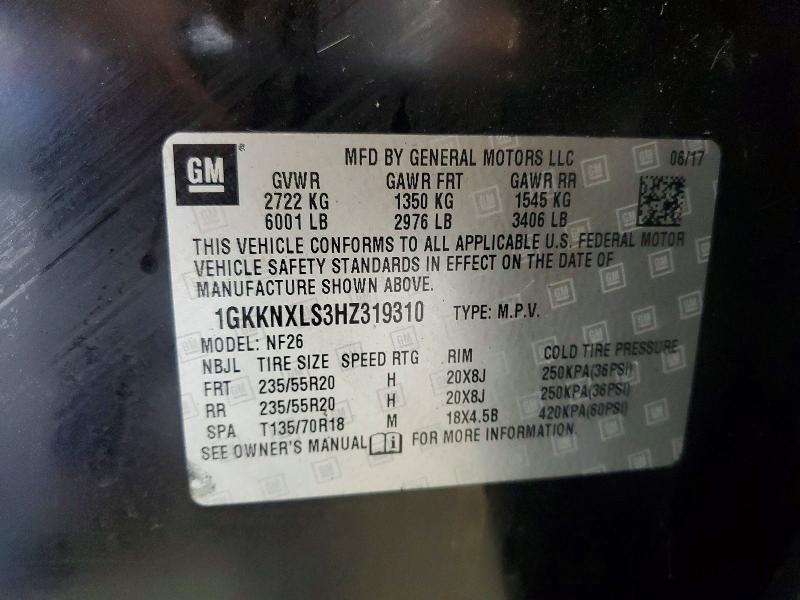 Aukcja sprzedaży 2017 Gmc Acadia, vin: 1GKKNXLS3HZ319310, numer aukcji: 48993616
