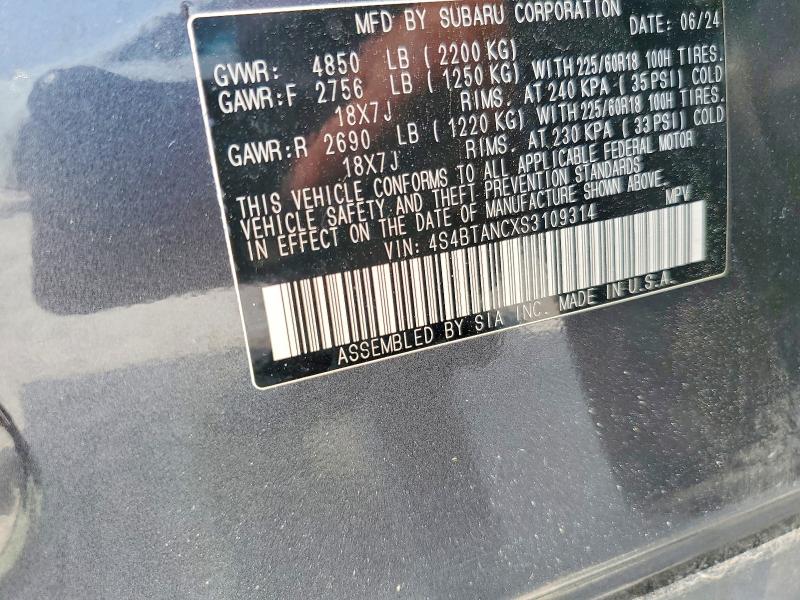 Продаж на аукціоні авто 2025 Subaru Outback, vin: 4S4BTANCXS3109314, номер лоту: 50937046