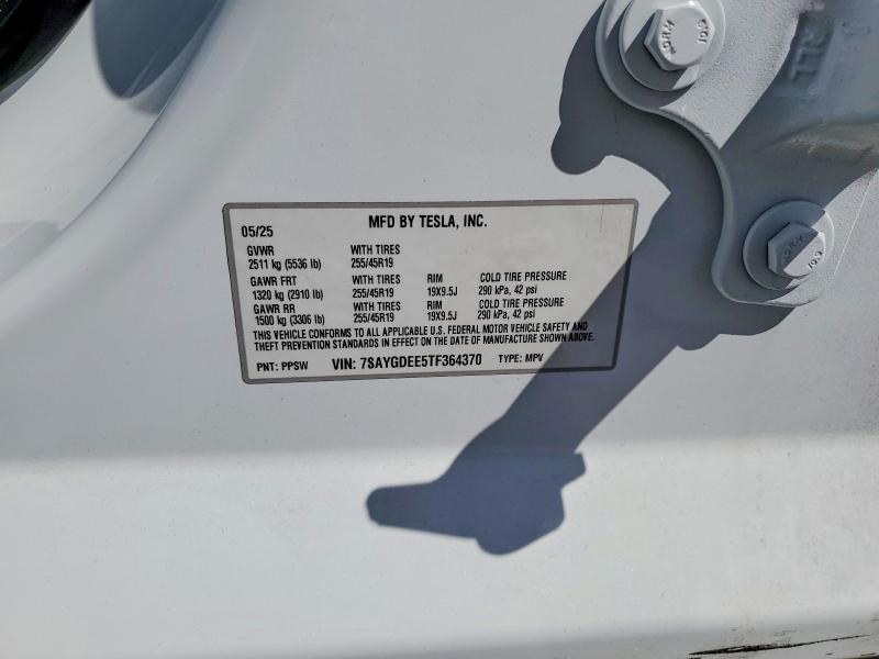 2026 Tesla Model Y მანქანა იყიდება აუქციონზე, vin: 7SAYGDEE5TF364370, აუქციონის ნომერი: 51337826