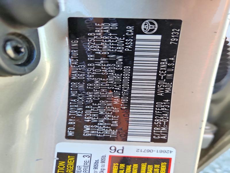 2013 Toyota Camry Hybrid მანქანა იყიდება აუქციონზე, vin: 4T1BD1FK2DU089009, აუქციონის ნომერი: 51269596