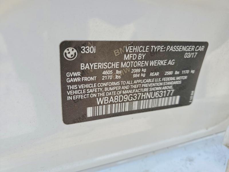 Aukcja sprzedaży 2017 Bmw 330, vin: WBA8D9G37HNU63177, numer aukcji: 49408956
