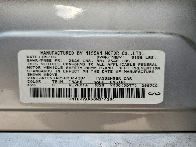 Aukcja sprzedaży 2016 Infiniti Q50, vin: JN1EV7AR5GM344264, numer aukcji: 50184786