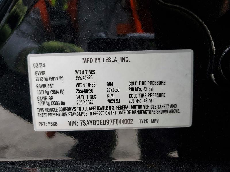 Aukcja sprzedaży 2024 Tesla Model Y, vin: 7SAYGDED9RF044002, numer aukcji: 47973066