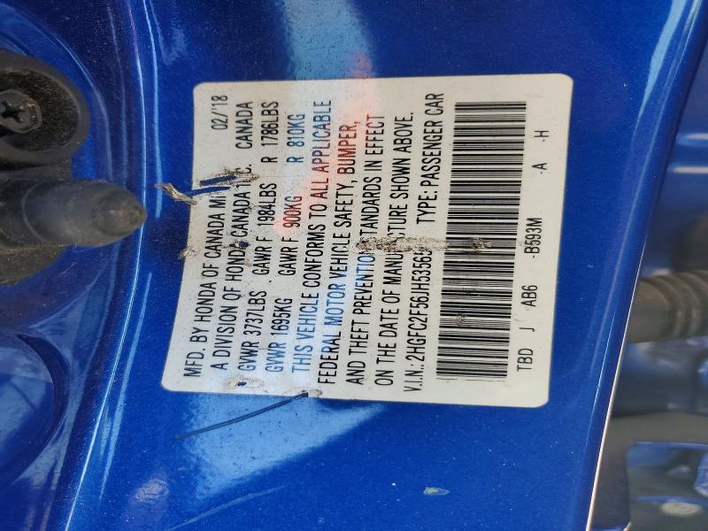 50644266 :رقم المزاد ، 2HGFC2F56JH535655 vin ، 2018 Honda Civic مزاد بيع