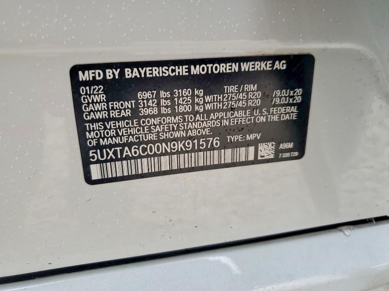 Aukcja sprzedaży 2022 Bmw X5, vin: 5UXTA6C00N9K91576, numer aukcji: 51859496