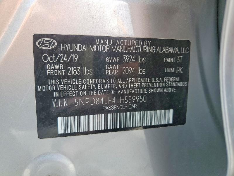 2020 Hyundai Elantra მანქანა იყიდება აუქციონზე, vin: 5NPD84LF4LH559950, აუქციონის ნომერი: 51215576