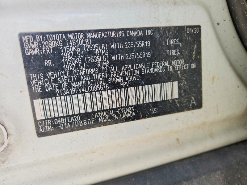 Продажа на аукционе авто 2020 Toyota Rav4, vin: 2T3A1RFV4LC085676, номер лота: 48861946