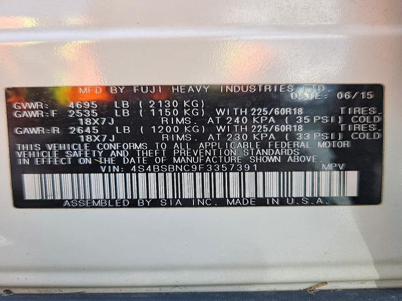 Продажа на аукционе авто 2015 Subaru Outback, vin: 4S4BSBNC9F3357391, номер лота: 50603476