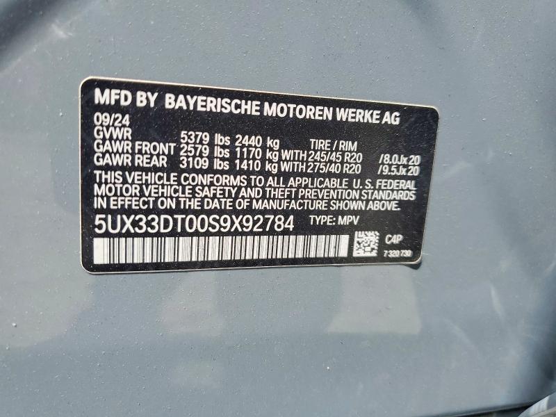 2025 Bmw X4 მანქანა იყიდება აუქციონზე, vin: 5UX33DT00S9X92784, აუქციონის ნომერი: 50147736