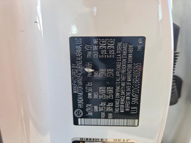2024 Hyundai Santa Fe მანქანა იყიდება აუქციონზე, vin: 5NMP2DGL8RH005265, აუქციონის ნომერი: 49726066