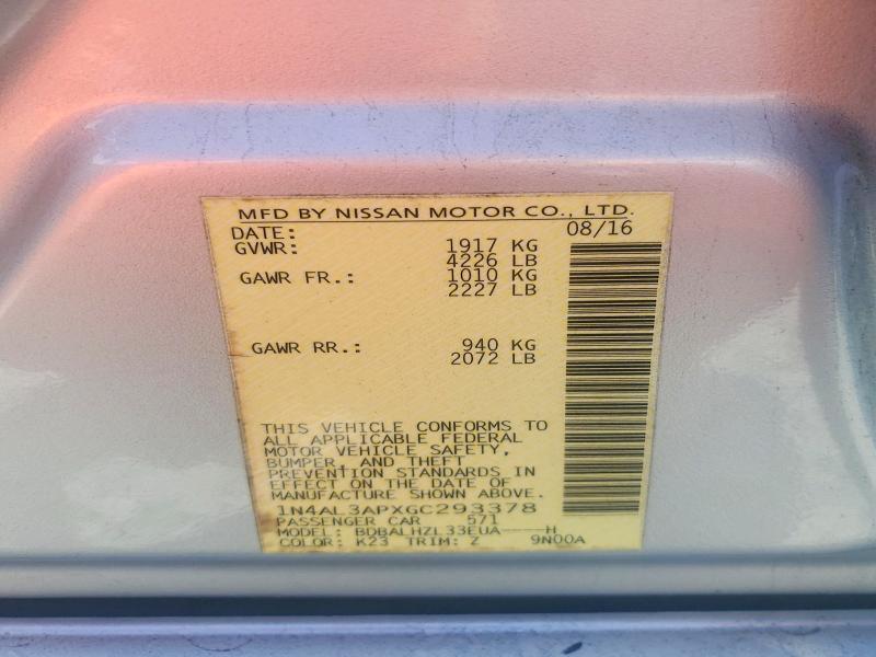 Продажа на аукционе авто 2016 Nissan Altima, vin: 1N4AL3APXGC293378, номер лота: 48894956