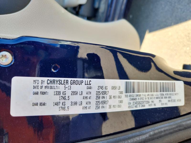 2013 Dodge Grand Caravan მანქანა იყიდება აუქციონზე, vin: 2C4RDGBG2DR772994, აუქციონის ნომერი: 51324866