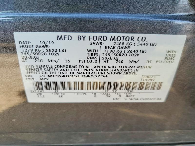 Продажа на аукционе авто 2020 Ford Edge, vin: 2FMPK4K95LBA05754, номер лота: 48070446
