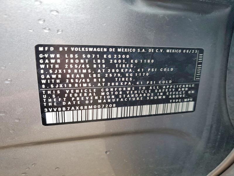 46390196 :رقم المزاد ، 3VV8B7AX6RM007208 vin ، 2024 Volkswagen Tiguan مزاد بيع