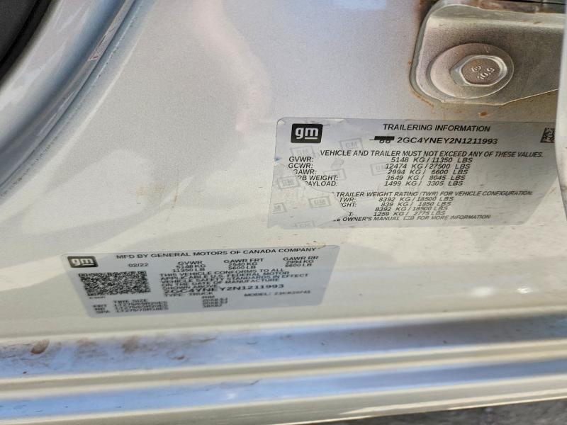 2022 Chevrolet Silverado მანქანა იყიდება აუქციონზე, vin: 2GC4YNEY2N1211993, აუქციონის ნომერი: 49822716