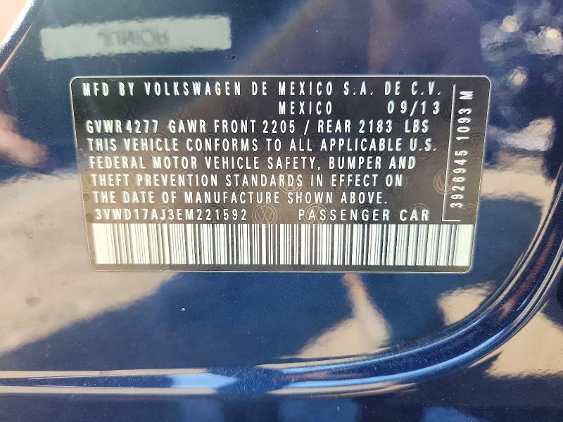Продаж на аукціоні авто 2014 Volkswagen Jetta, vin: 3VWD17AJ3EM221592, номер лоту: 49165616