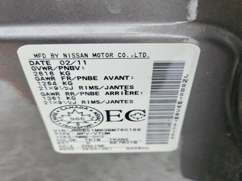 47903046 :رقم المزاد ، JN8BS1MW3BM760169 vin ، 2011 Infiniti Fx50 مزاد بيع