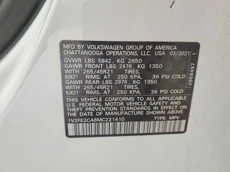 Aukcja sprzedaży 2021 Volkswagen Atlas Cross Sport, vin: 1V2FE2CA6MC221410, numer aukcji: 46931876