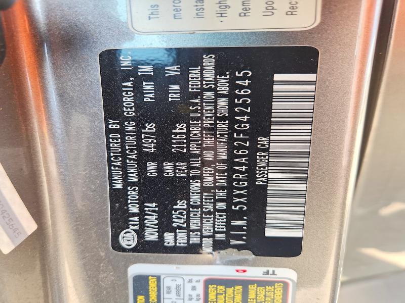 Aukcja sprzedaży 2015 Kia Optima, vin: 5XXGR4A62FG425645, numer aukcji: 51885856