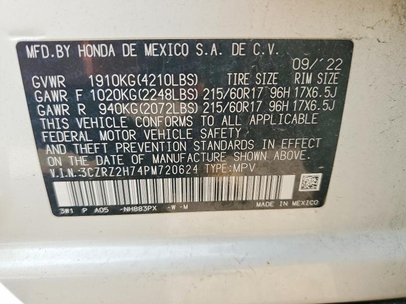 Продажа на аукционе авто 2023 Honda Hr-v, vin: 3CZRZ2H74PM720624, номер лота: 51978696