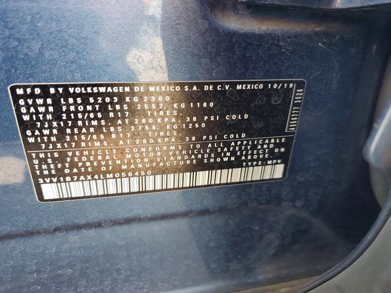 Продаж на аукціоні авто 2020 Volkswagen Tiguan, vin: 3VV1B7AX4LM056450, номер лоту: 50983846