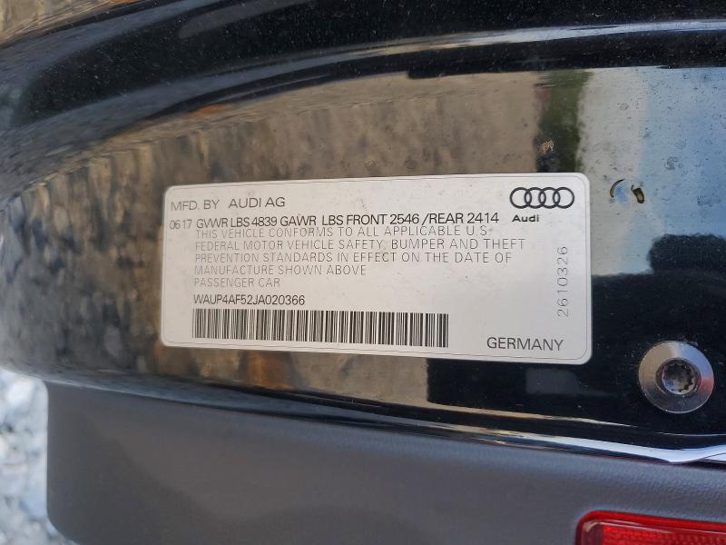 48737846 :رقم المزاد ، WAUP4AF52JA020366 vin ، 2018 Audi S5 مزاد بيع