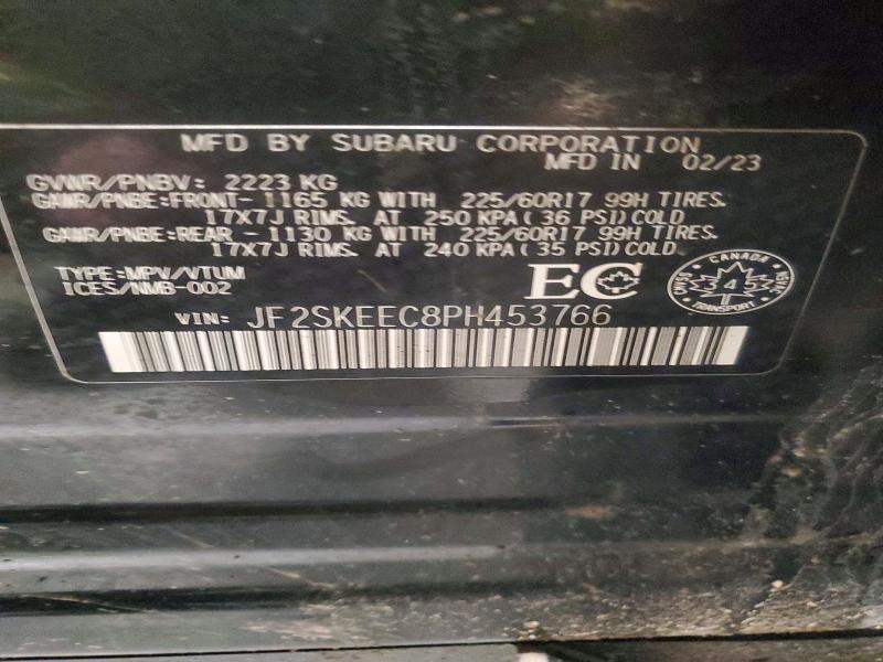 47598886 :رقم المزاد ، JF2SKEEC8PH453766 vin ، 2023 Subaru Forester مزاد بيع