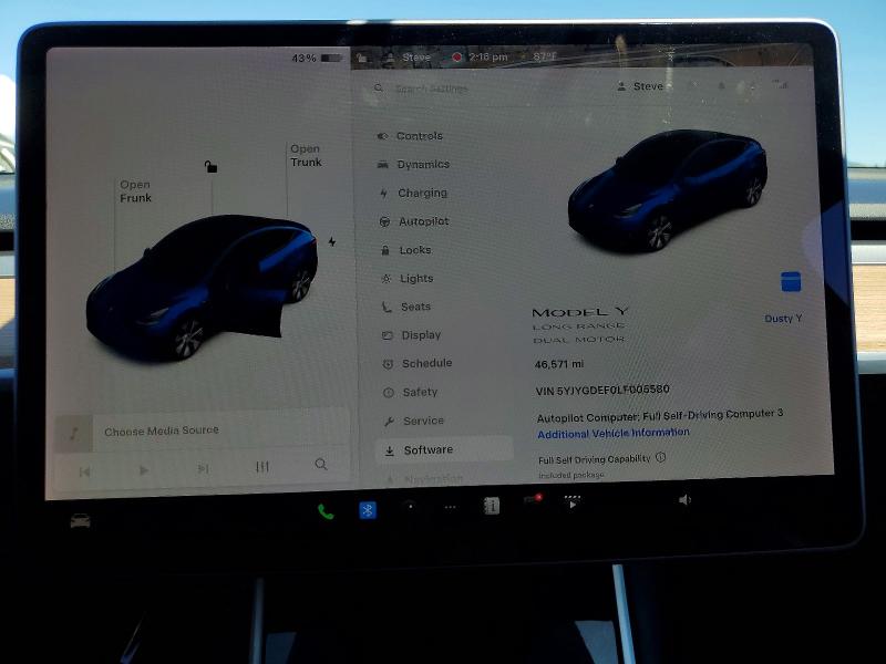 2020 Tesla Model Y მანქანა იყიდება აუქციონზე, vin: 5YJYGDEF0LF005580, აუქციონის ნომერი: 49303686